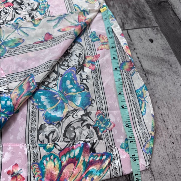 Vintage Ruth Norman Caftan Hostess Mandarin Collar Zip Lounge Dress Butterfly - Picture 9 of 9